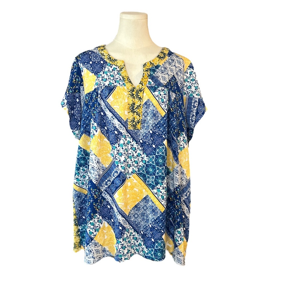 Lee Blue and Yellow Patchwork Tunic